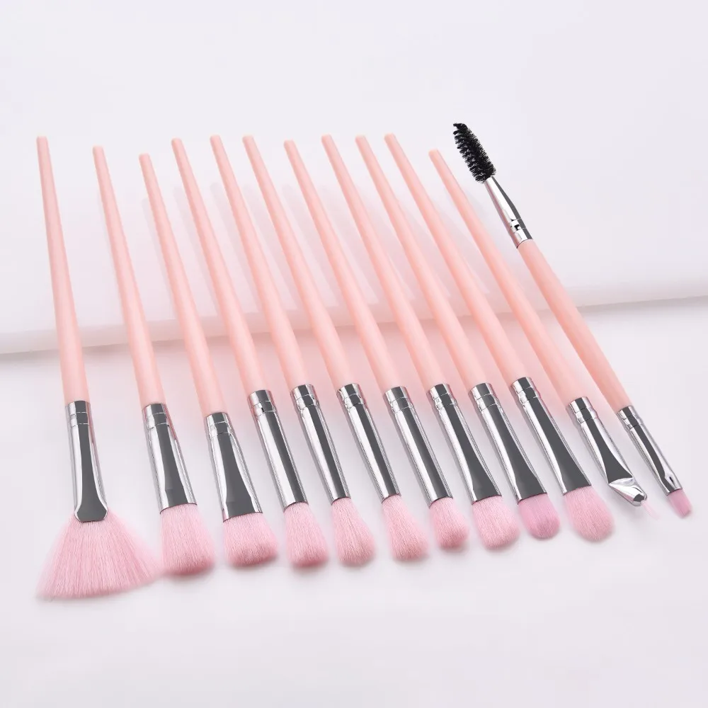 fxs 12PCS 2-12 шт. профессиональный макияж глаз кисти набор смешивания теней для век бровей кисти для макияжа набор кисточек для макияжа инструмент для красоты - Handle Color: fxs 12PCS