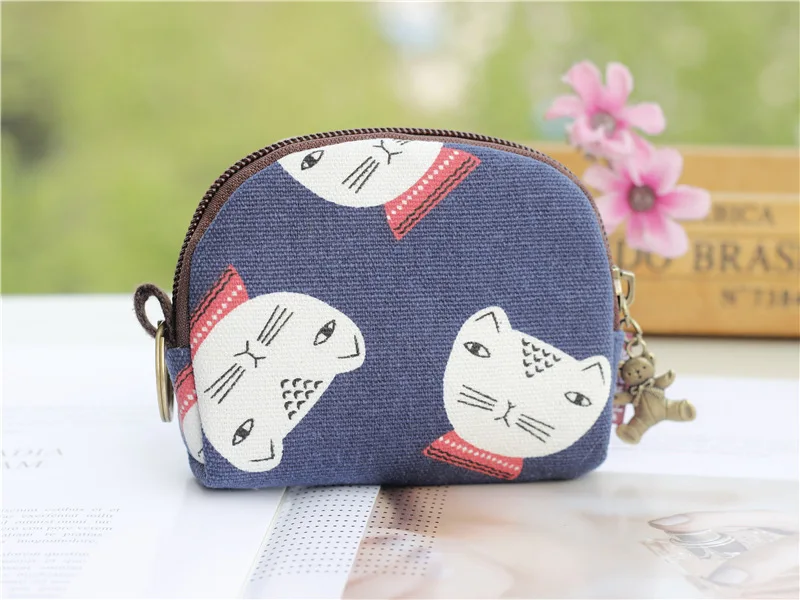 Ретро мини-сумка, женские кошельки для монет, Kawaii, короткий кошелек, для девочек, кошка, маленький холщовый кошелек, сумки для карт, женские кошельки для рук, для дам, детей