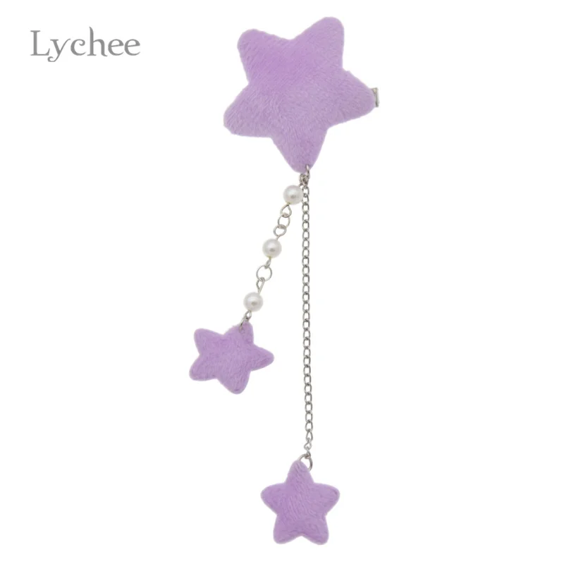 Lychee японский стиль симпатичный разноцветный Лолита звезда кисточкой заколки для волос головные уборы аксессуары для женщин Девушка - Окраска металла: Purple