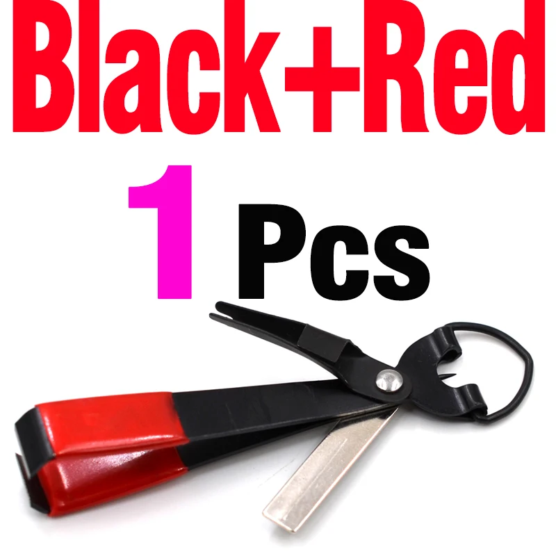 Black Red 1Pcs MNFT 1 Набор для ловли нахлыстом, ножницы, кусачки, ножницы, крючок, завязывание приманки, быстрое завязывание узлов, инструмент для стрижки, точилка для крючков, втягивающее устройство Zinger - Цвет: Black Red 1Pcs