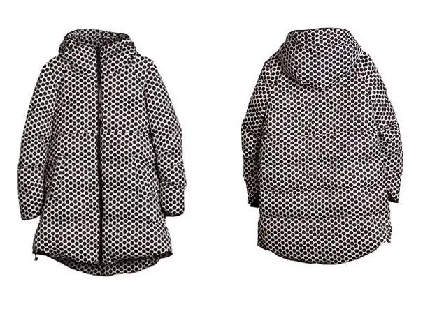 Новая модная женская зимняя теплая пуховая куртка пальто в горошек средней длины