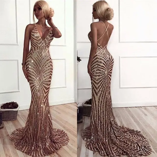 

Sexy New Mermaid Evening Dresses Long 2019 V-Neck Sleeveless Floor Length Beading Tulle Prom Dresses Vestido de festa abiye
