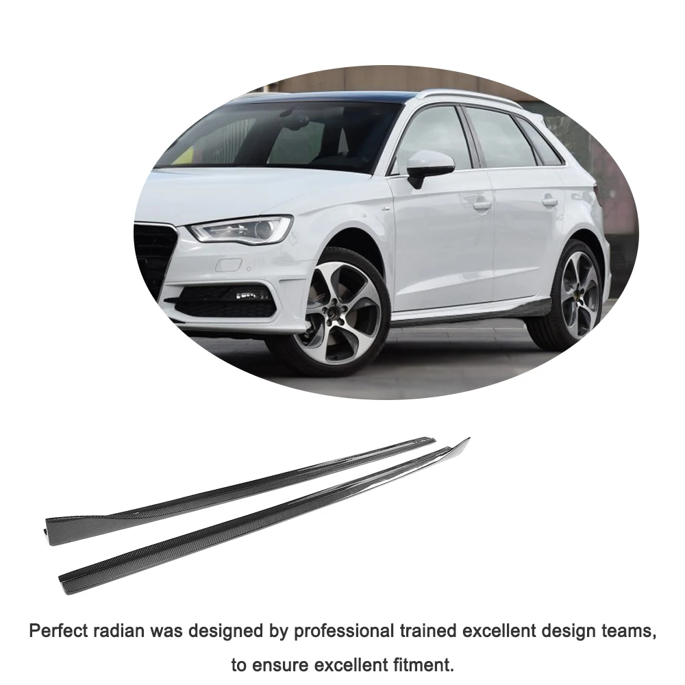 Углеродного волокна боковые юбки фартуки расширения бампера для губ Audi A3 гибкие