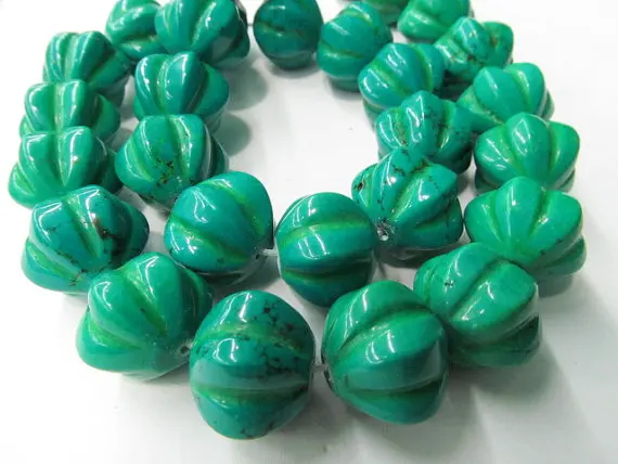 

13mm 15mm 18mm full strand turquoise beads round ball carved melon green blue jewelry beads