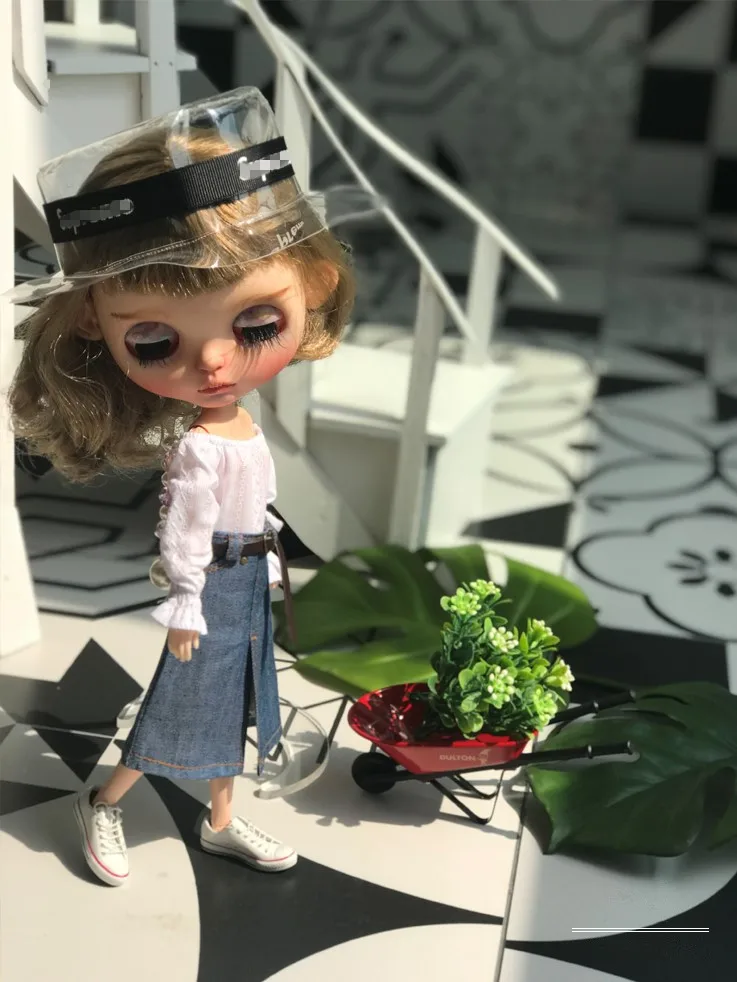 Новинка, 1/6 кукла, длинная рубашка в клетку, брюки, Blyth, Джинсовая юбка, одежда Blyth(Fit blyth, Licca, Momoko, BJD, Azone, Pullip, ICY, 1/6 Doll