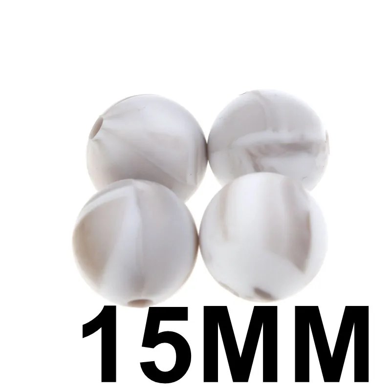 Warm Grey Marble69 50 шт. Силиконовые Прорезыватели для зубов, 15 мм, цветной детский прорезыватель, стоматологический шарик, безопасная детская Прорезывание Зубов, Diy ожерелье для мамы - Цвет: Warm Grey Marble69