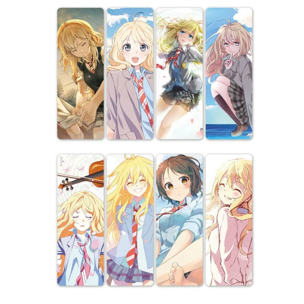 8 шт. аниме закладки Your Lie в апреле водонепроницаемые прозрачные пластиковые из