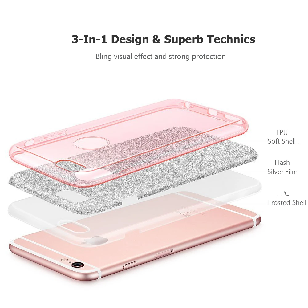 Чехлы для телефонов iPhone 6 Plus шикарный чехол с блестящим градиентом силикон + PC