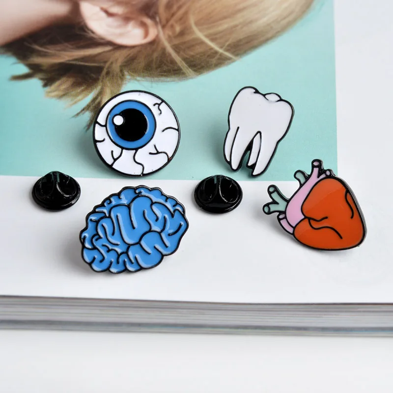 Металлические значки орган Eye Tooth Brain новинка 2017 модная брошь на булавке для