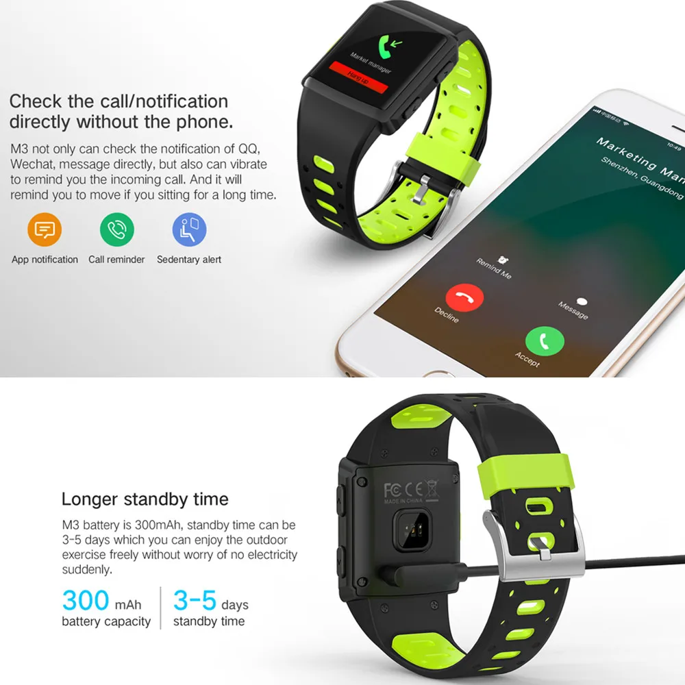 ASKMEER M3 gps Смарт-часы для мужчин IP68 Водонепроницаемый трекер сердечного ритма 1 3