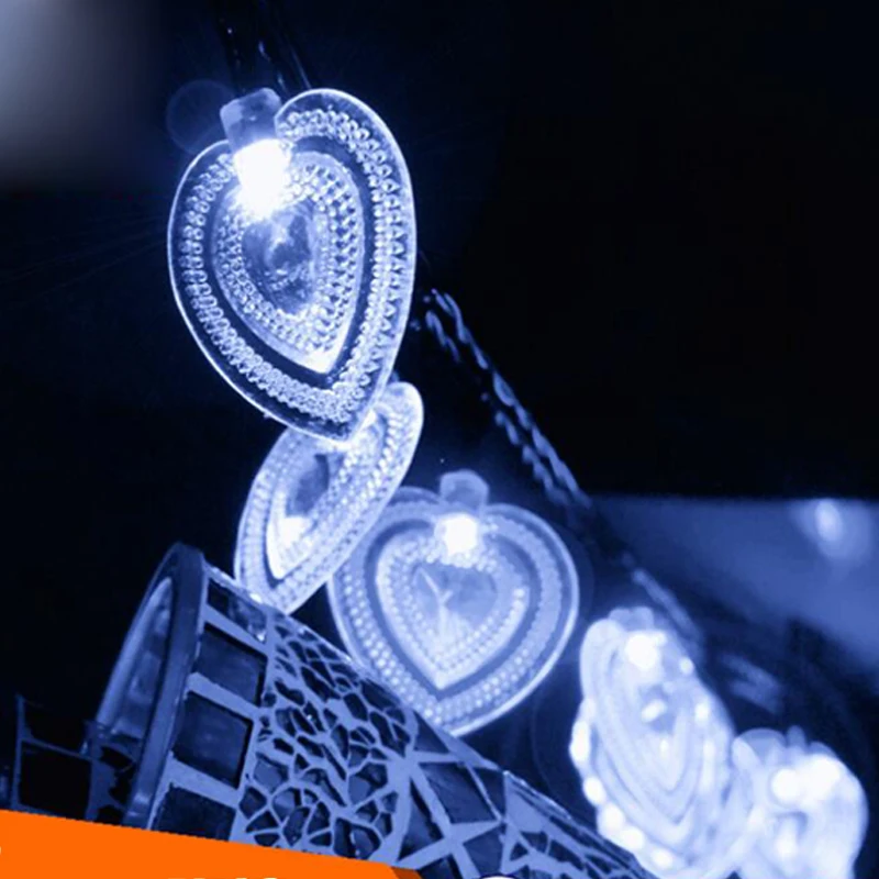 20LED солнечный свет Открытый водонепроницаемый в форме сердца Солнечная Гирлянда
