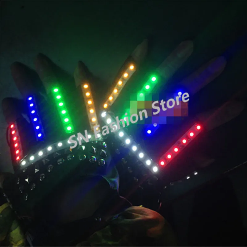 

TT06 Colorful LED light luminous illuminated gloves bar club KTV Party dj props Full-finger ballroom dance gloves burst flash