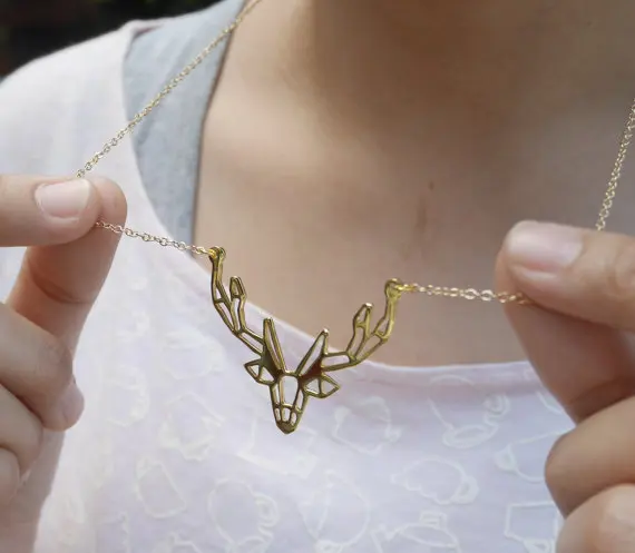 

Wholesale Cute Deer Necklace, Antler Necklace Female and Male Gift Jewelry Pendant--12pcs/Lot