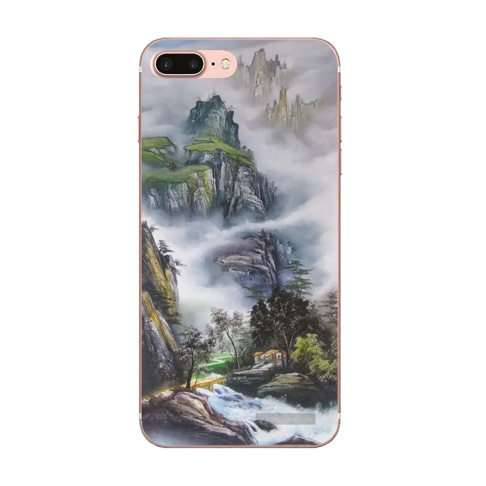 Pouches Chinese Landscape Painting Skin Thin For Galaxy A3 A5 A7 On5 On7 2015 2016 2017 Grand Alpha G850 Core2 Prime S2 I9082 | Мобильные