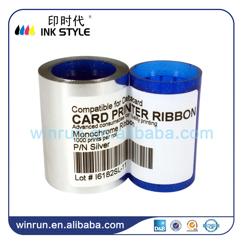 10 шт. Generic Datacard DC285 Серебряная лента без чипа 1000 принтов для SP25 SP30 SP35 SP75 CP40 CP60