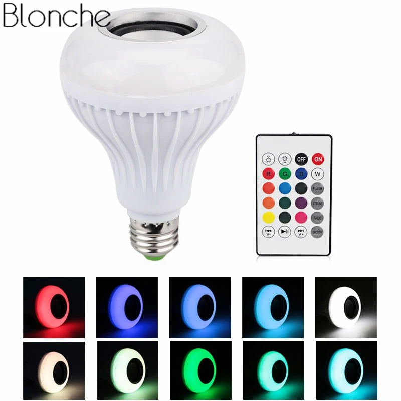Умная Беспроводная Bluetooth Колонка E27 RGB RGBW лампочка с регулируемой яркостью для