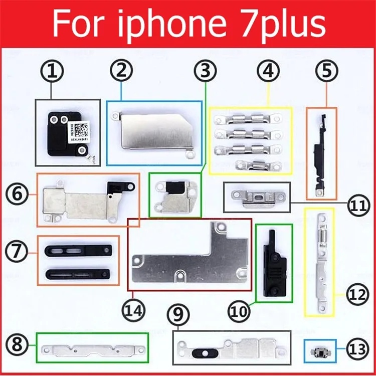 Розничная, внутренние маленькие металлические железные детали для iPhone 4, 4S, 5, 5c, 5S, 6, 6 S, 7, 8 Plus, X, маленький держатель, кронштейн, защитная пластина, набор деталей