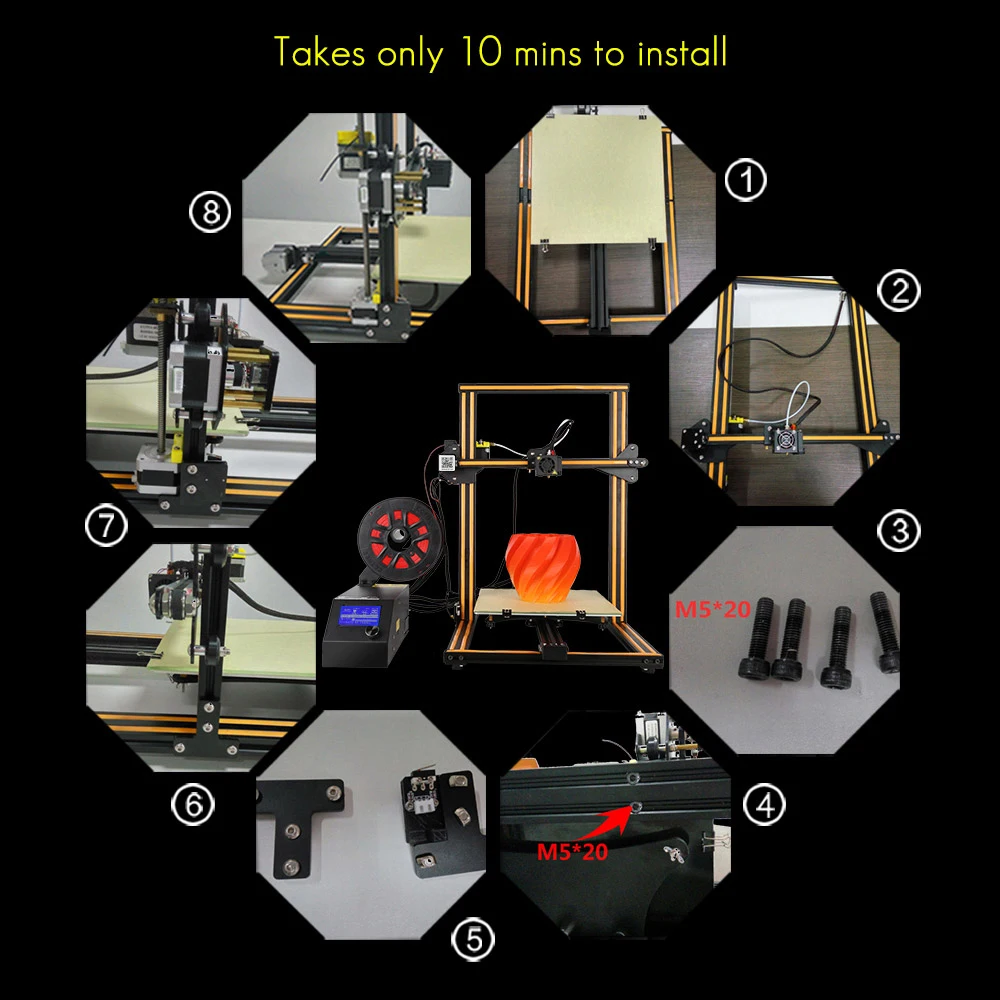 Creality 3D CR-10 3D принтер DIY 300*300*400 мм размер печати алюминиевая рамка с 200 г нить поддерживает различные 3D нити