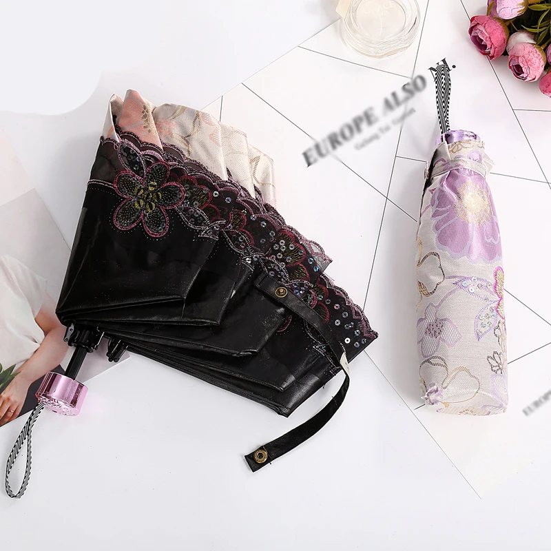 Солнцезащитный зонт от солнца модный кружевной женский с защитой УФ лучей