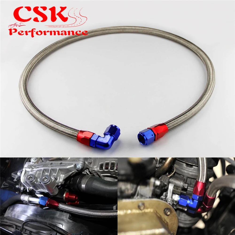 55 дюймов AN10 нержавеющая сталь/нейлоновая оплетка масло/Топливный шланг с адаптером серебристого/черного цвета