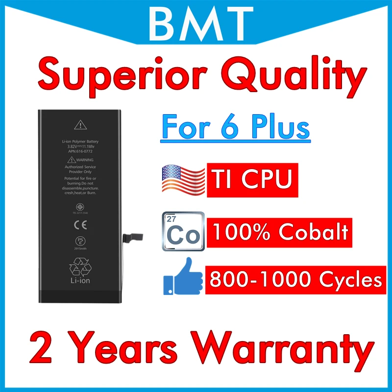 BMT 20 шт. аккумулятор высшего качества 2915 мАч для iPhone 6 P Plus + 100% замена кобальтовой