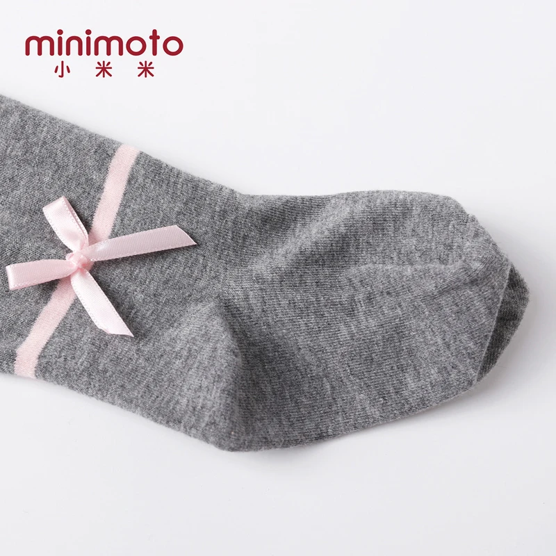 Minimoto/Детские колготки плотные из хлопка для новорожденных теплые чулки с бантом