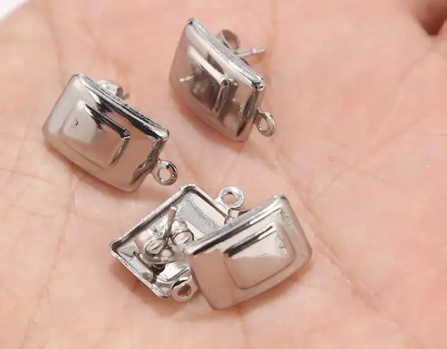 style 2 silver Новое поступление из нержавеющей стали шпильки серьги пост фурнитуры ювелирных изделий - Цвет: style 2 silver