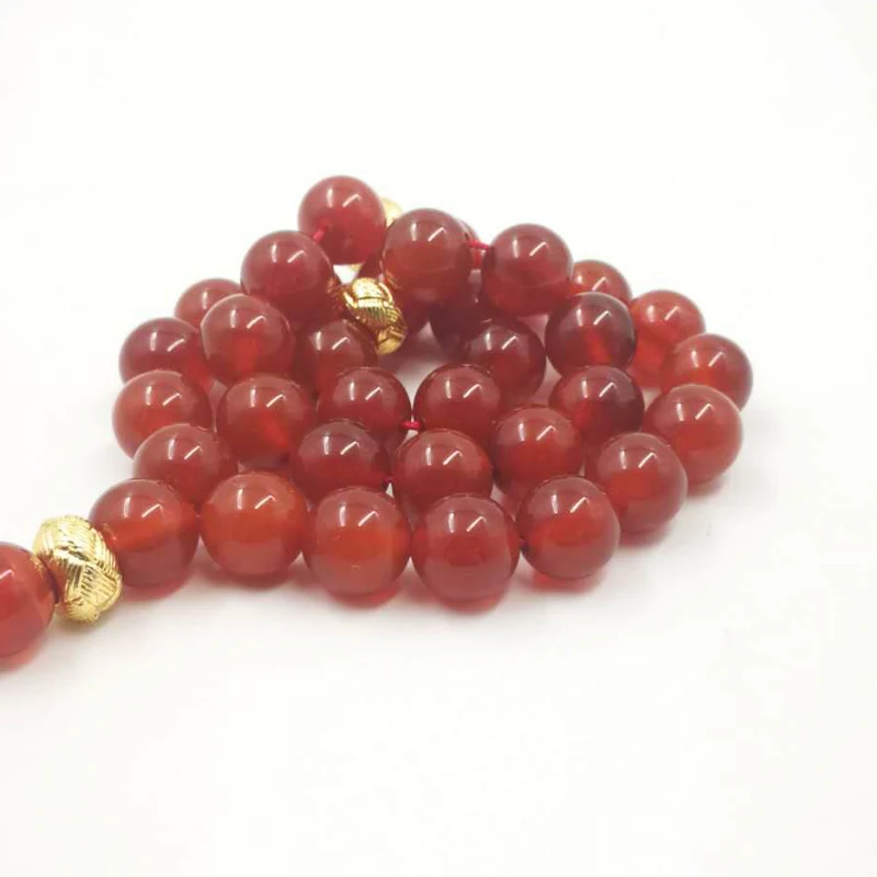 Tasbih натуральный красный Агаты с золотой Tarbazona исламский мусульманский все новое