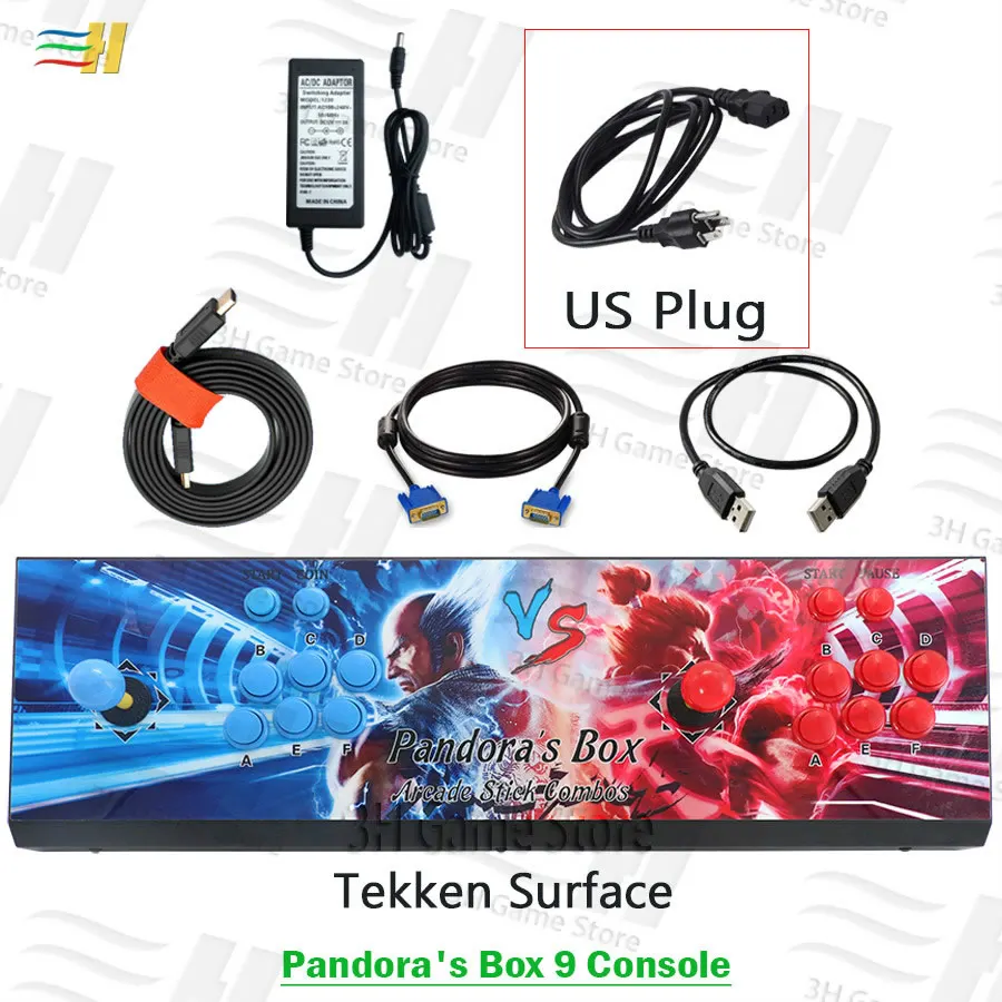 PB9 tekken US plug Pandora Box 9 1500 В 1 железная консоль Встроенная в 1500 аркадная игра HDMI VGA выход HD 720P пользовательские кнопки особенности аркадная машина - Цвет: PB9 tekken US plug