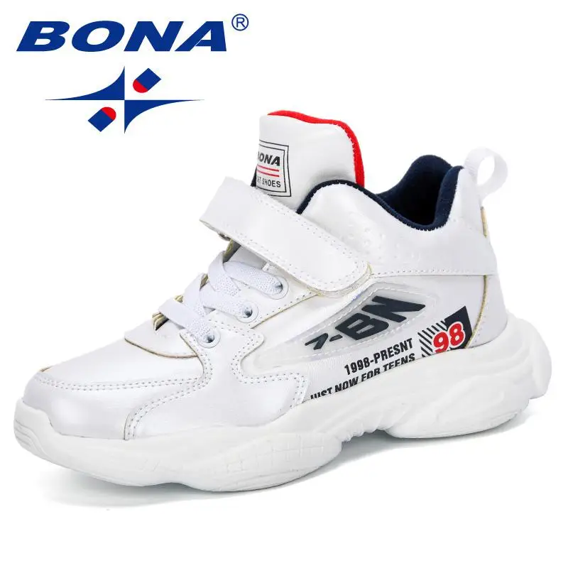 White deep blue BONA Весна Дети Соответствие цвета обуви Детская теннисная дышащая Спортивная обувь модная обувь для девочек трендовые кроссовки для мальчиков - Цвет: White deep blue