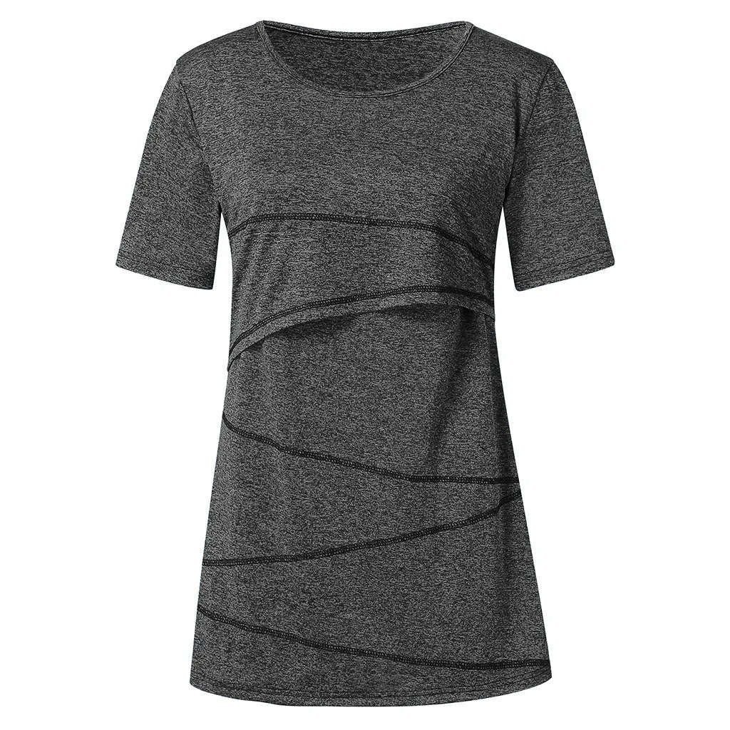 Women's Maternity Nursing Shortr Sleeve Casual Top Breastfeeding Blouse roupa maternidade korean fashion woman clothing pregnant