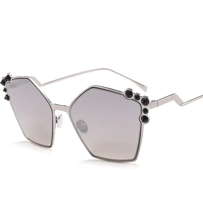 c3 black silver Phoemix кошачий глаз солнцезащитные очки неправильные Modis Oculos De Sol feminino роскошные женские брендовые дизайнерские солнцезащитные очки украшения из камня - Цвет линз: c3 black silver