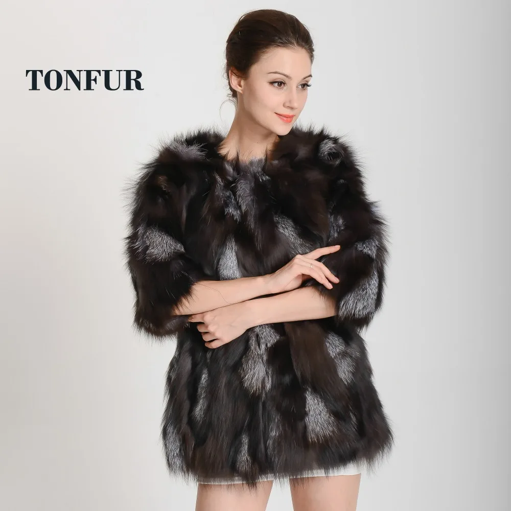 Шуба из натурального Лисьего меха роскошный классический воротник зимняя куртка