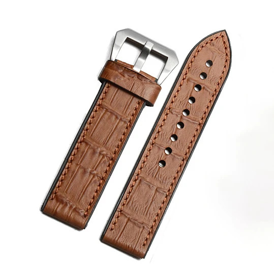 Light brown 1 BEAFIRY кожаный+ Силиконовый ремешок для часов 20 мм 22 мм 24 мм 26 мм винтажный бамбуковый ремешок Браслеты темно-коричневый светильник коричневый - Цвет ремешка: Light brown 1