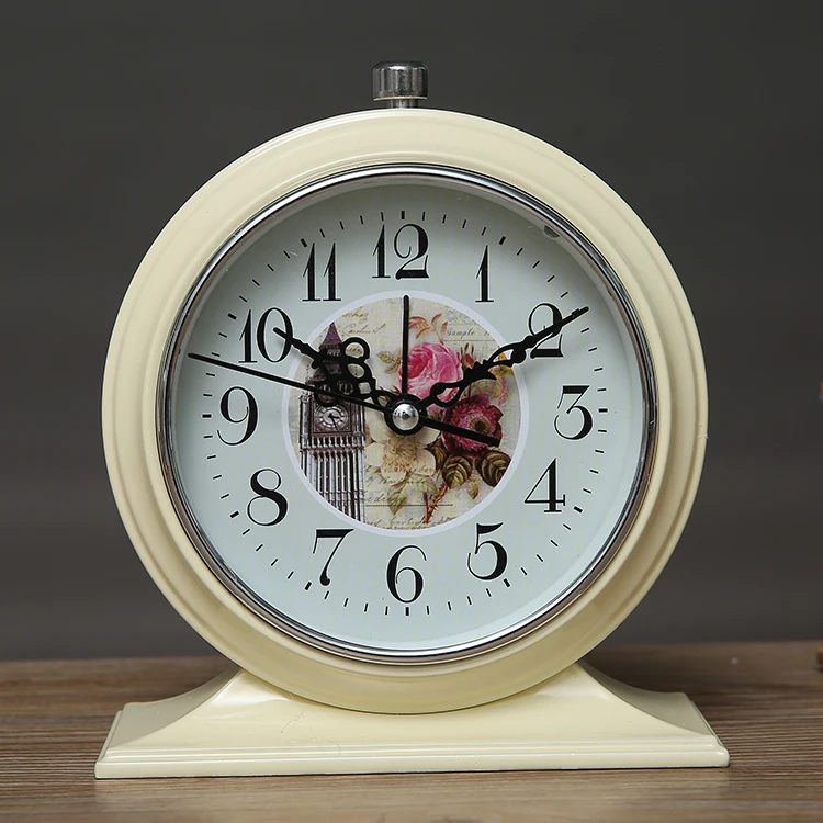 Двухзвонковые настольные часы с двойным кольцом кованые металлические