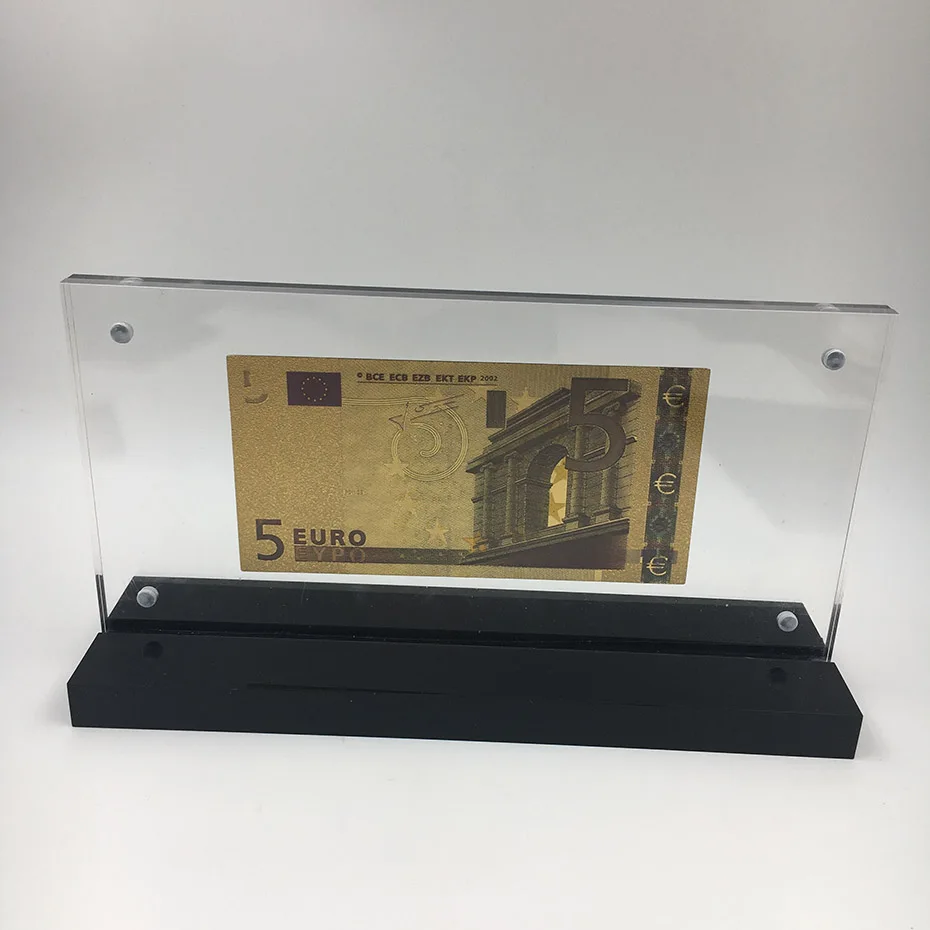 Euro5 with frame PET материал евро 50 счетчик банкнот окунутый в 24 K золото для свадебные подарки для гостей деньги с симпатичной акриловой рамкой - Цвет: Euro5 with frame