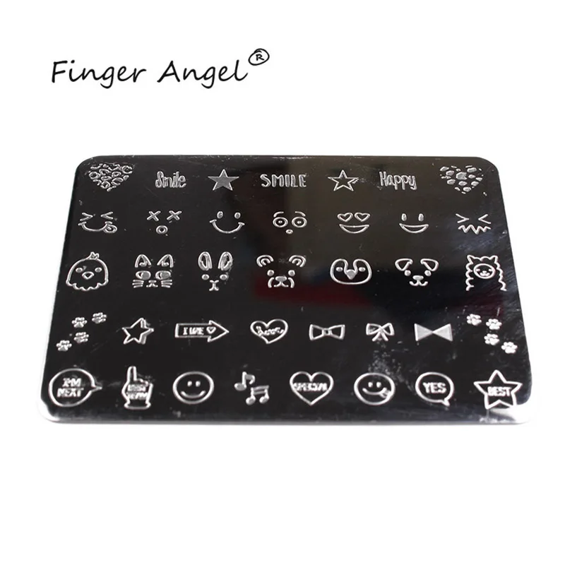 Finger Angel 1 шт. 6*8 пластины для штамповки ногтей Валентина изображение мультфильм дизайн прямоугольник письмо Геометрическая Печать шаблон