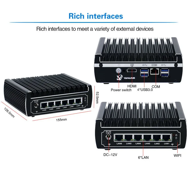 Мини-ПК Pfsense для Intel Celeron 3855u двухъядерный 6 гигабитный Lan dhcp-сервер Barebone vpn-маршрутизатор поддержка Aes-ni Tv Box