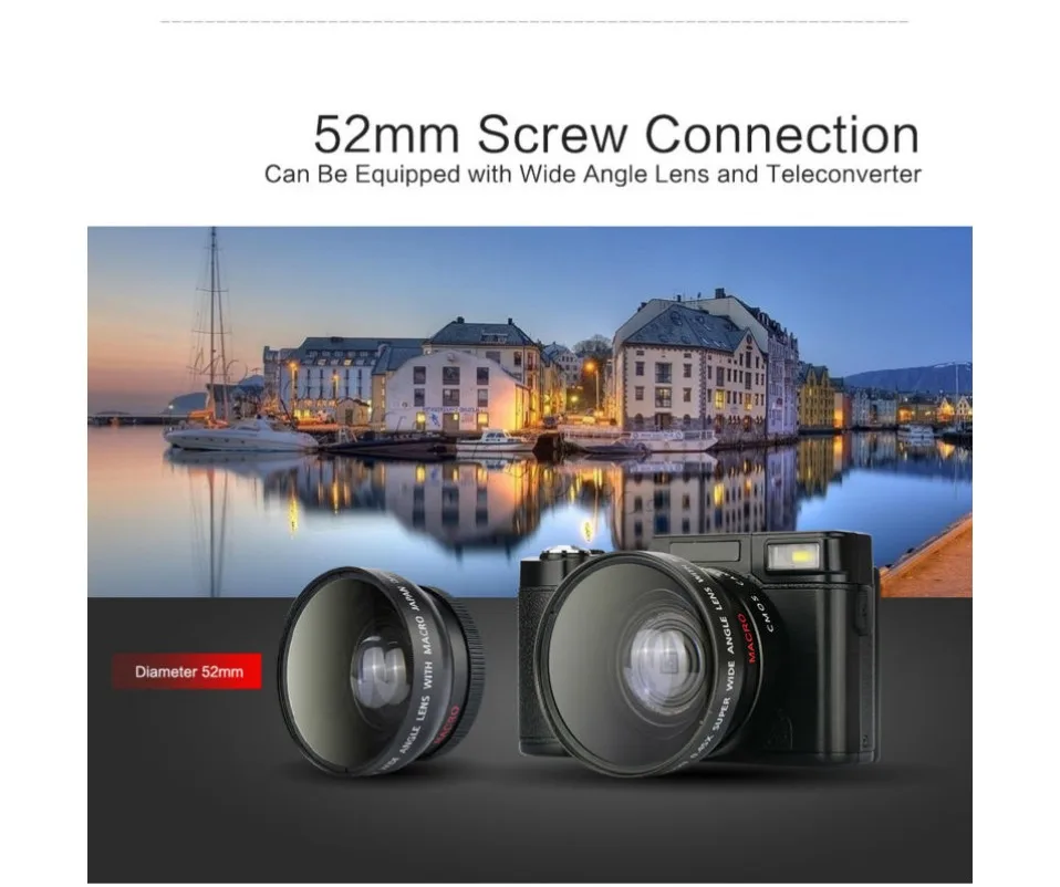 ELRVIKE 24MP HD полузеркальная профессиональная цифровая камера s с 4-кратным телеобъективом рыбий глаз и широкоугольным объективом камера макро HD камера