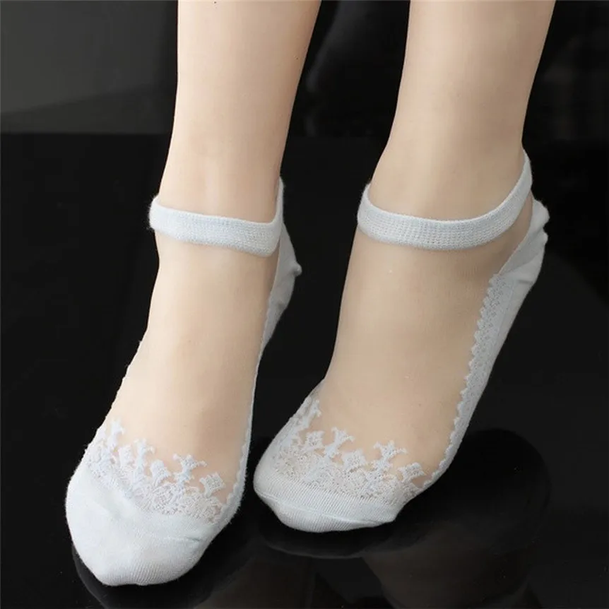 Небесно-голубой CHAMSGEND Coolbeener носки женские meias ультратонкие прозрачные calcetines красивые прозрачные кружевные эластичные короткие носки mar27 - Цвет: Небесно-голубой