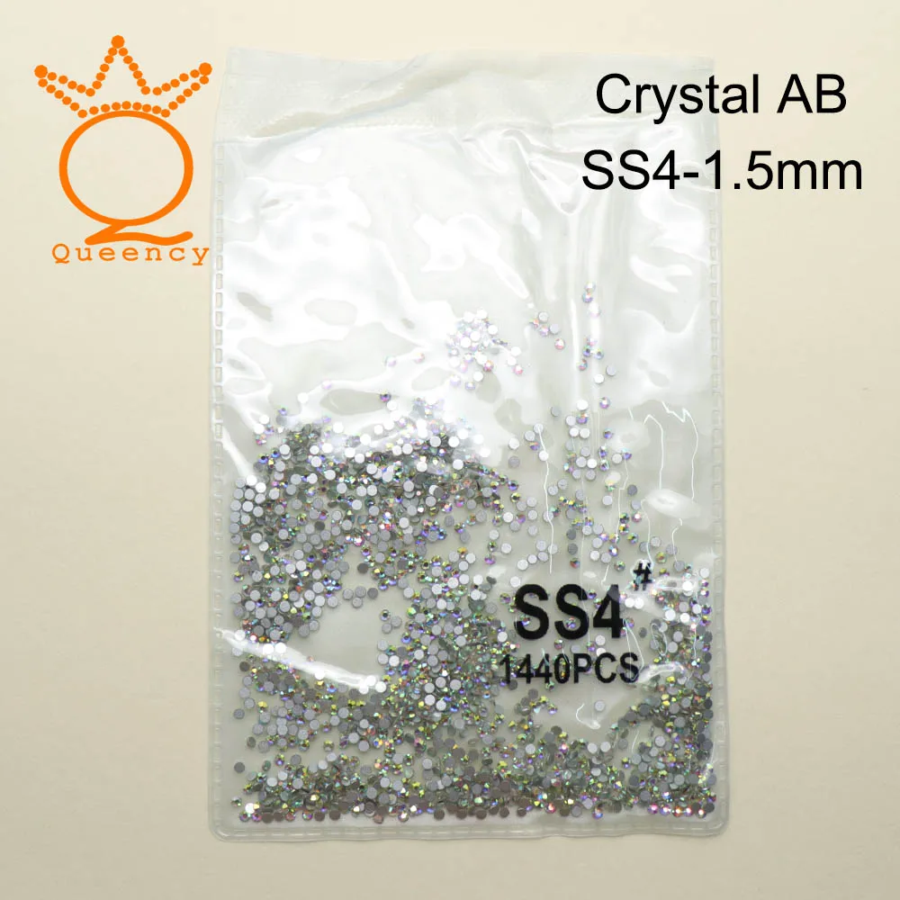 AB SS4 1440 шт стеклянные 3D Стразы для дизайна ногтей драгоценные камни для украшения ногтей хрустальные стразы AB Камни SS3-SS10 - Цвет: AB SS4