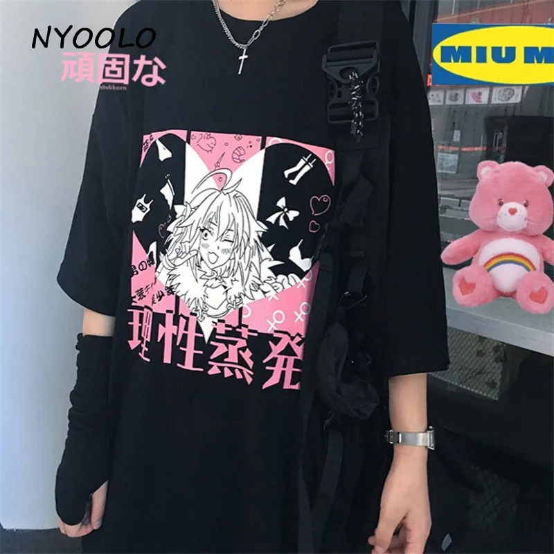 NYOOLO Harajuku аниме два размера Astolfo с буквенным принтом летняя футболка с коротким рукавом женская одежда топы уличная одежда