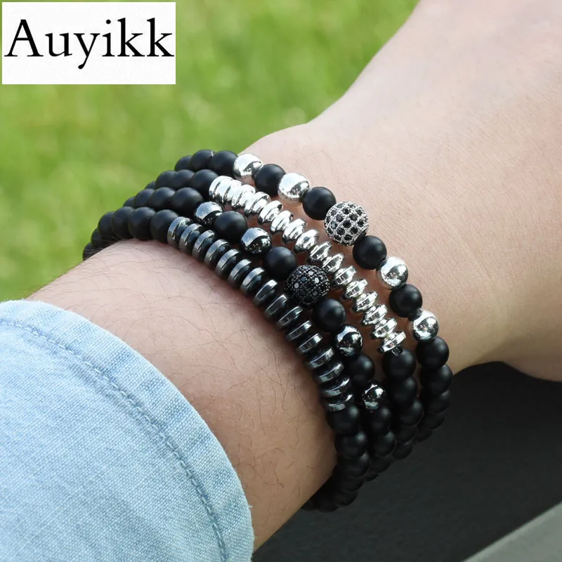 Auyikk пара браслет CZ шариком Для мужчин Jewelry Браслеты и браслеты Любовь Pulseira Masculina
