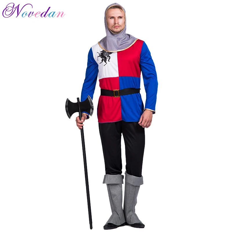 

European Crusader Costume Halloween Adult Medieval Samurai Knight Rider Plays Man Rope Cape Play Roman Royal Crusader Cosplay