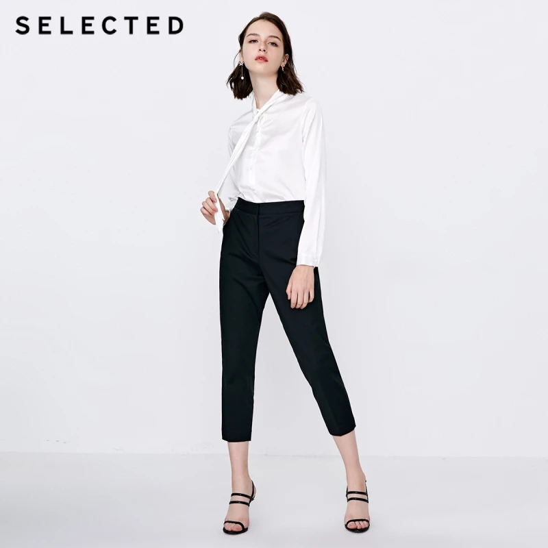 Отборные женские зауженные укороченные брюки из смеси хлопка S | 418414512 Женская