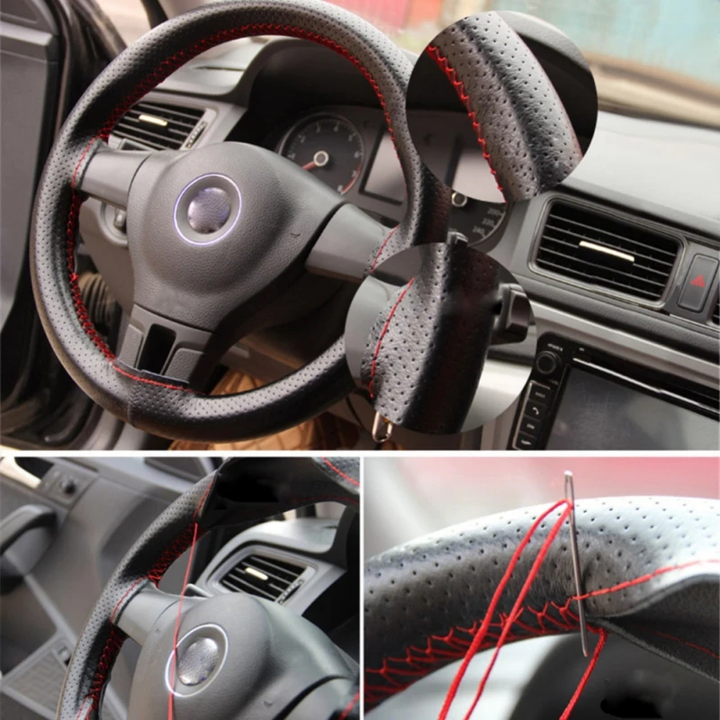 Автомобильное рулевое колесо диаметром 38 см с иглами и ниткой искусственные