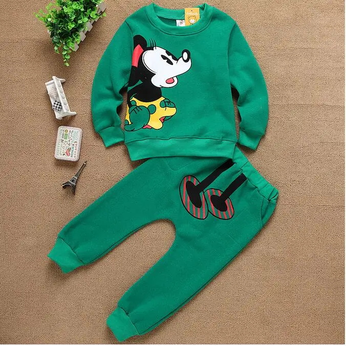 2016 New kids clothes girls mickey cartoon children clothing sets casual long sleeved tops + pants 2pc baby boy sport suit | Детская