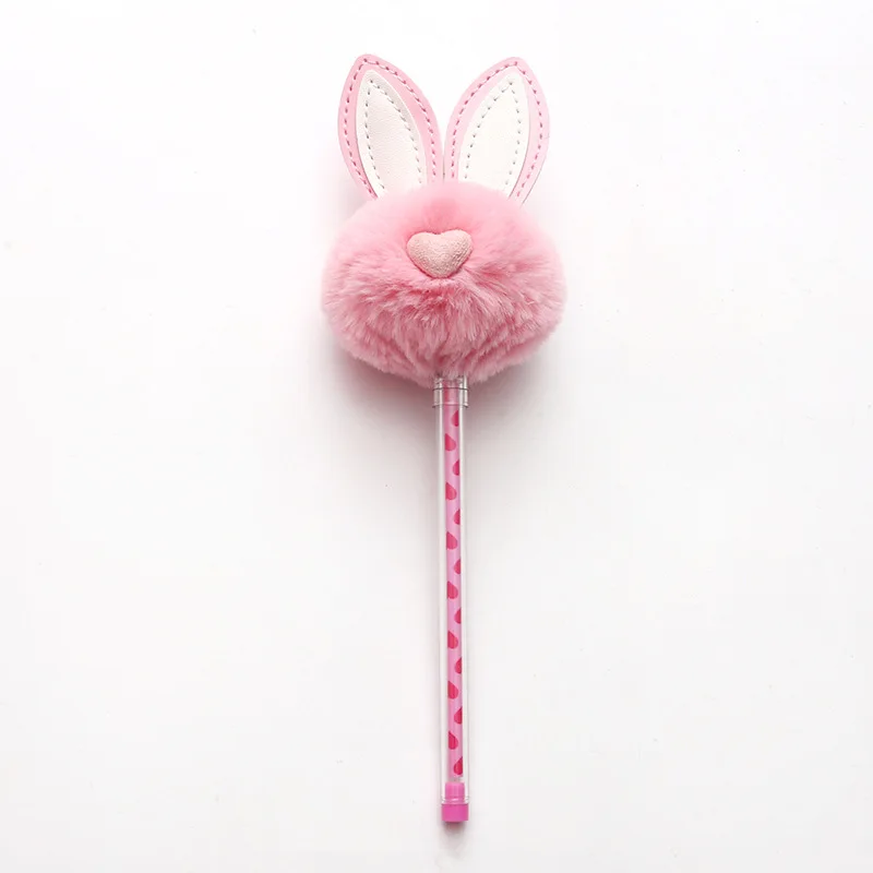 

DUGUO cute stationery cute creative plush rabbit ears gel pen 0.5 black pen kawaii school supplies