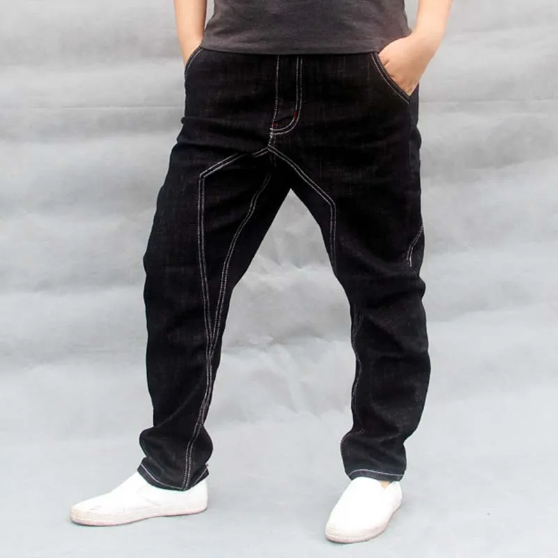 Мужские шаровары в стиле хип хоп черные свободные мешковатые хлопковые