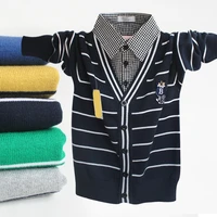 new fashion boys clothes spring autumn striped pattern lapel long sleeve children sweater gift